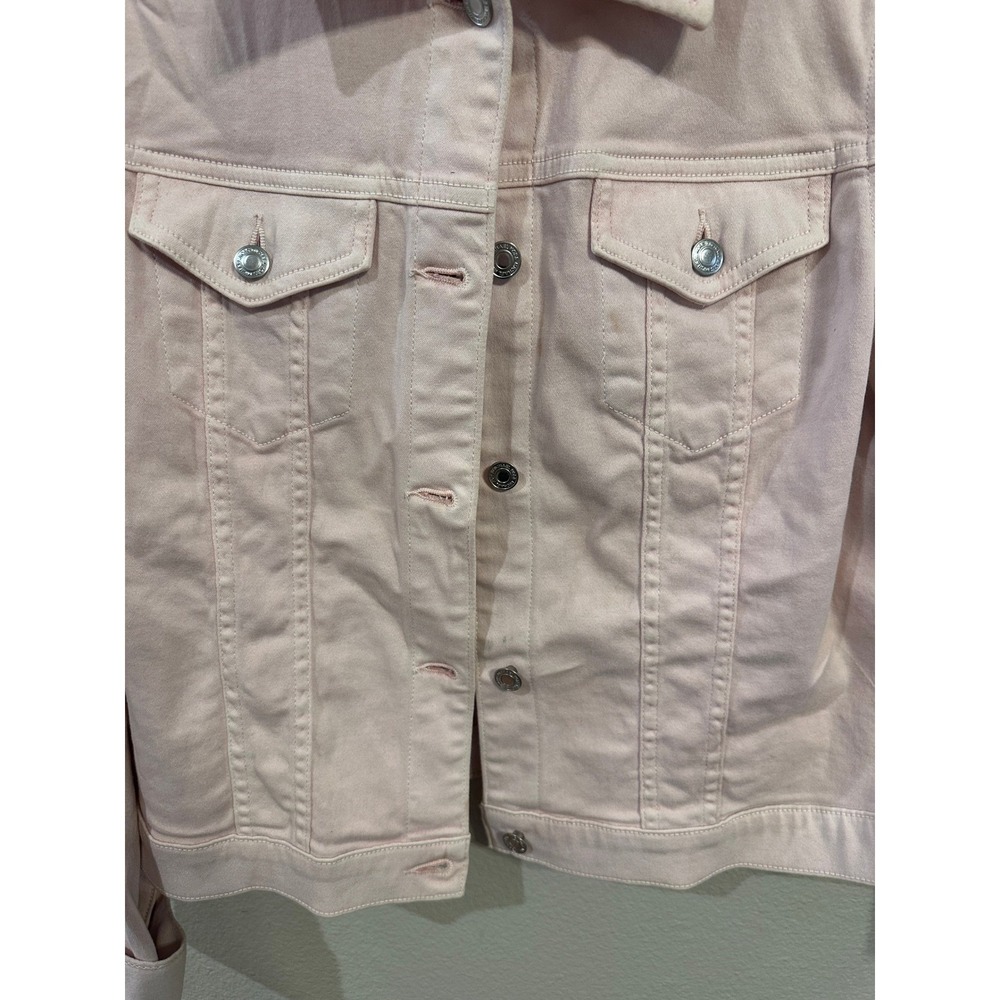 Michael Kors Pink Denim Jacket Button Front Long Sleeve Casual XL - Picture 3 of 6